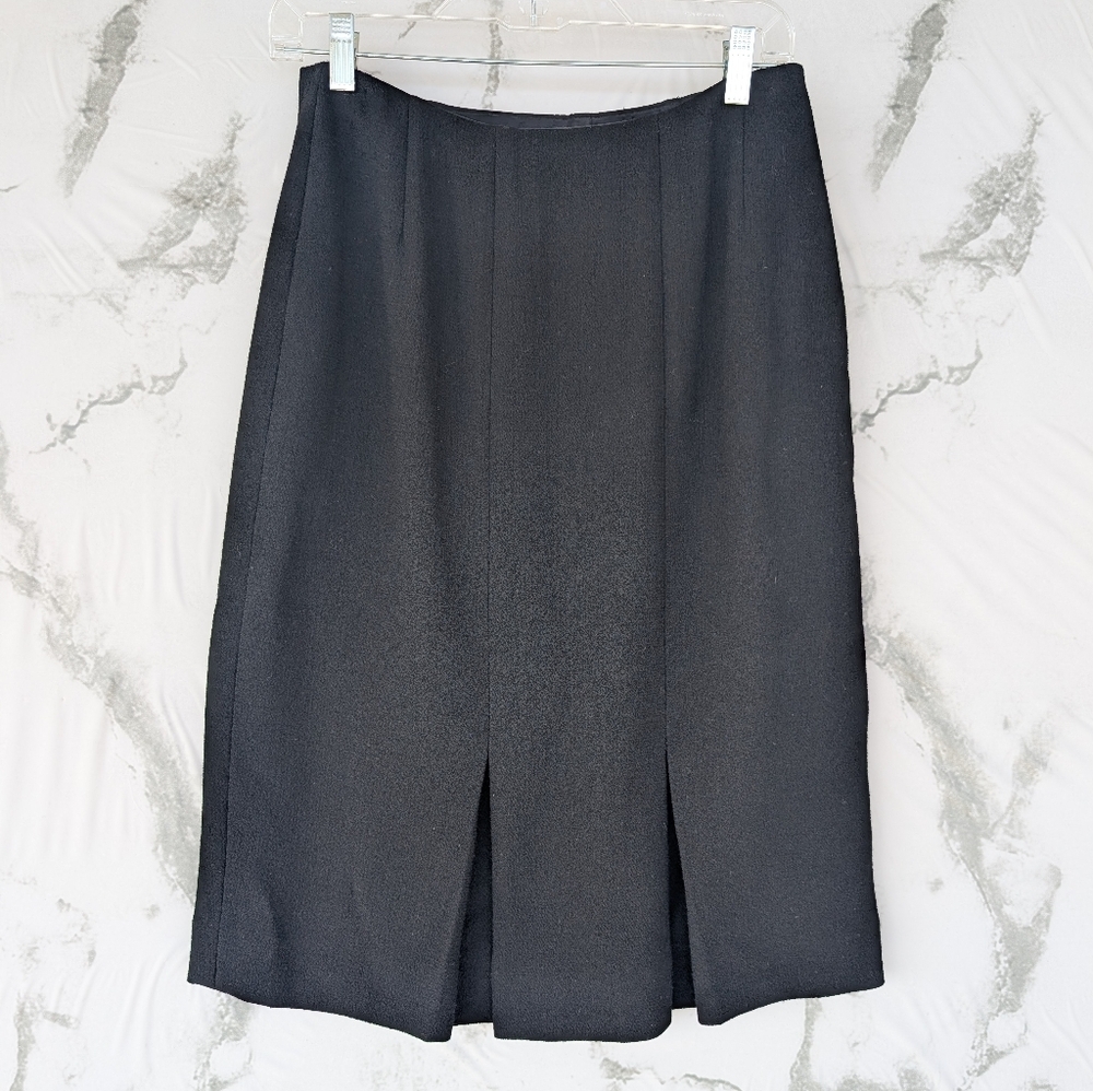 Carlisle Women's Black Wool Pleated Lined Midi Skirt Size 6